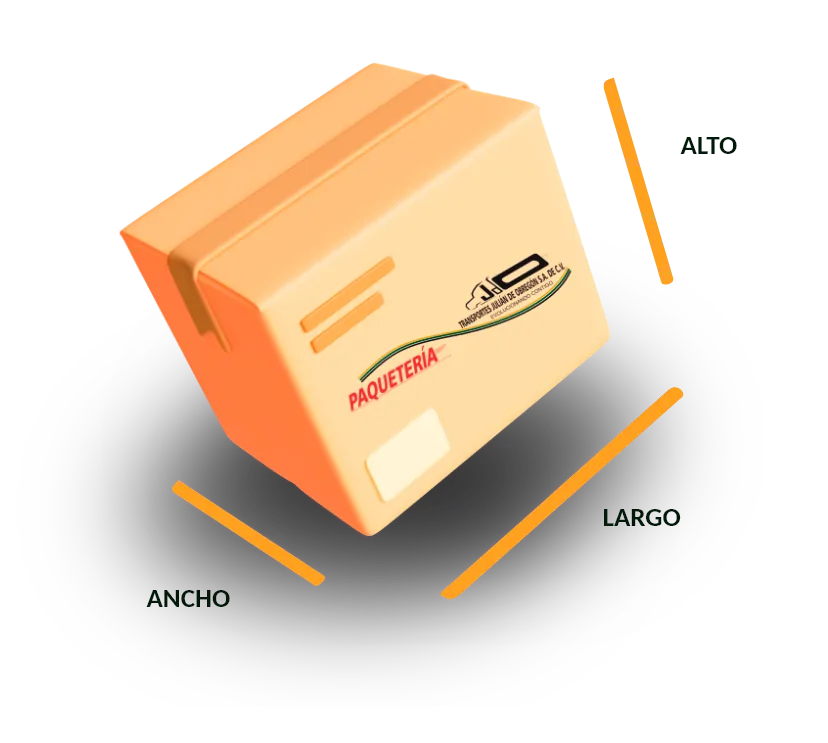 Caja con indicaciones de medidas